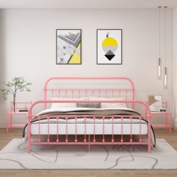 Tables de chevet 2 pcs Rose et transparent Métal et verre 