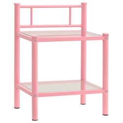 Tables de chevet 2 pcs Rose et transparent Métal et verre 