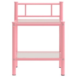 Tables de chevet 2 pcs Rose et transparent Métal et verre 
