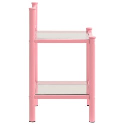 Tables de chevet 2 pcs Rose et transparent Métal et verre 
