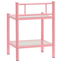 Tables de chevet 2 pcs Rose et transparent Métal et verre 