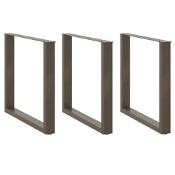 Pieds de table à manger en U, 3 pièces, acier naturel, 90 x (72-73) cm 