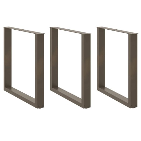 Pieds de table à manger en U, 3 pièces, acier naturel, 90 x (72-73) cm 