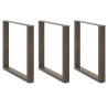 Pieds de table à manger en U, 3 pièces, acier naturel, 90 x (72-73) cm 