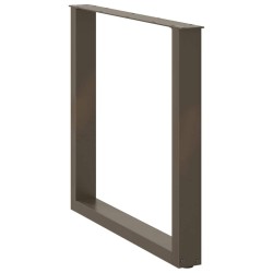 Pieds de table à manger en U, 3 pièces, acier naturel, 90 x (72-73) cm 