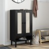 Armoire à chaussures SENJA aspect rotin noir bois massif 