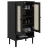Armoire à chaussures SENJA aspect rotin noir bois massif 