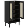 Armoire à chaussures SENJA aspect rotin noir bois massif 