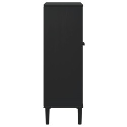 Armoire à chaussures SENJA aspect rotin noir bois massif 