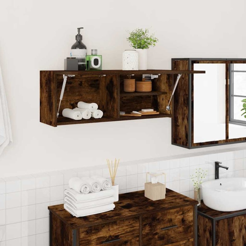 Armoire murale de bain chêne fumé 80x25x30 cm bois d'ingénierie 
