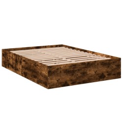 Cadre de lit sans matelas chêne fumé 135x190 cm 