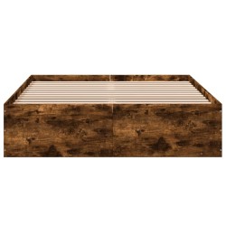 Cadre de lit sans matelas chêne fumé 135x190 cm 