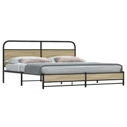 Cadre de lit en métal sans matelas chêne sonoma 183x213 cm 