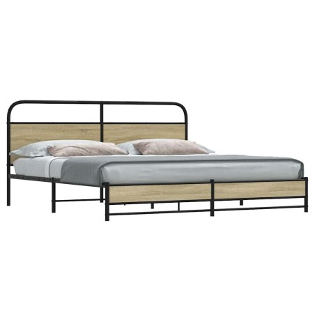 Cadre de lit en métal sans matelas chêne sonoma 183x213 cm 