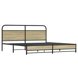 Cadre de lit en métal sans matelas chêne sonoma 183x213 cm 