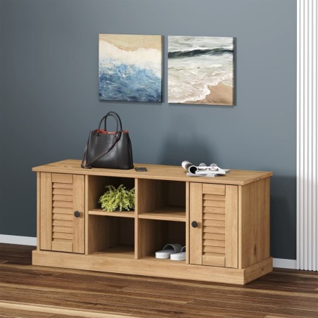 Banc à chaussures VIGO 106x35x45 cm bois massif de pin 