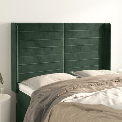 Tête de lit avec oreilles Vert foncé 147x16x118/128 cm Velours 