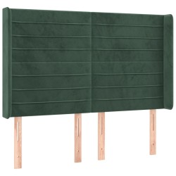 Tête de lit avec oreilles Vert foncé 147x16x118/128 cm Velours 