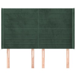Tête de lit avec oreilles Vert foncé 147x16x118/128 cm Velours 