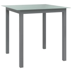 Table de jardin Gris clair 80x80x74 cm Aluminium et verre 