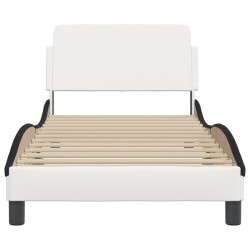 Cadre de lit sans matelas blanc et noir 90x190 cm similicuir 