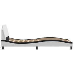Cadre de lit sans matelas blanc et noir 90x190 cm similicuir 