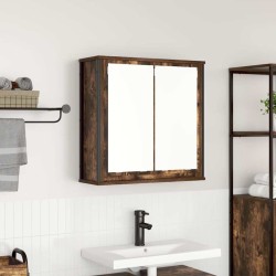 Armoire murale de salle de bain miroir chêne fumé 60x21x60 cm 
