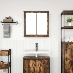 Armoire murale de salle de bain miroir chêne fumé 60x21x60 cm 