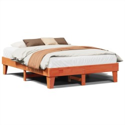 Cadre de lit sans matelas cire marron 150x200cm bois pin massif 