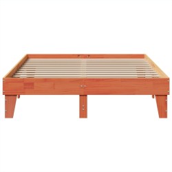 Cadre de lit sans matelas cire marron 150x200cm bois pin massif 