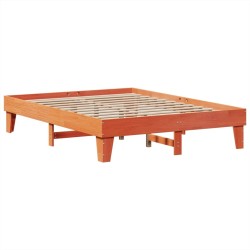 Cadre de lit sans matelas cire marron 150x200cm bois pin massif 