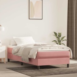 Matelas de lit à ressorts ensachés rose 100x210x20 cm velours 