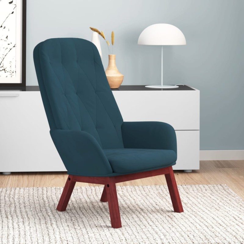 Chaise de relaxation Bleu Velours 