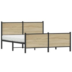 Cadre de lit en métal sans matelas chêne sonoma 137x190 cm 