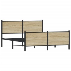 Cadre de lit en métal sans matelas chêne sonoma 137x190 cm 