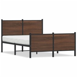 Cadre de lit en métal sans matelas chêne marron 137x190 cm 
