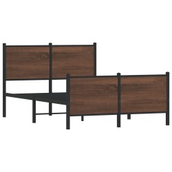 Cadre de lit en métal sans matelas chêne marron 137x190 cm 