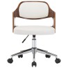 Chaise pivotante de bureau Blanc Bois courbé et similicuir 