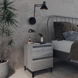 Tables de chevet pieds en métal 2 pcs Sonoma gris 40x35x50 cm 