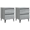 Tables de chevet pieds en métal 2 pcs Sonoma gris 40x35x50 cm 