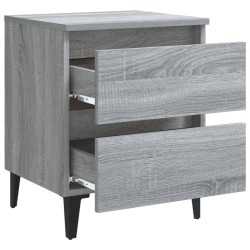 Tables de chevet pieds en métal 2 pcs Sonoma gris 40x35x50 cm 
