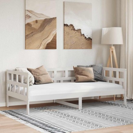 Lit de jour sans matelas blanc bois de pin massif 90x190 cm 