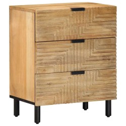 Table de chevet marron 50x33x60 cm bois de manguier massif 