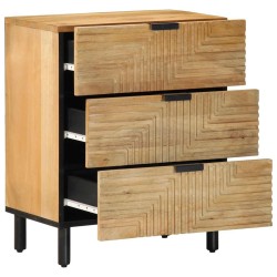 Table de chevet marron 50x33x60 cm bois de manguier massif 