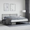 Cadre de lit métal sans matelas et tête de lit noir 180x200 cm 