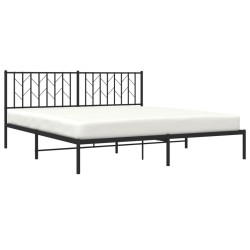 Cadre de lit métal sans matelas et tête de lit noir 180x200 cm 