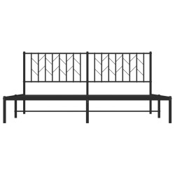 Cadre de lit métal sans matelas et tête de lit noir 180x200 cm 