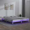 Cadre de lit à LED sans matelas blanc 160x200 cm bois massif 