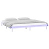 Cadre de lit à LED sans matelas blanc 160x200 cm bois massif 