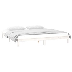 Cadre de lit à LED sans matelas blanc 160x200 cm bois massif 